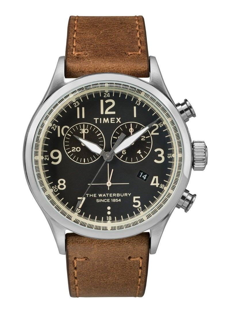 Timex Stainless Steel Multi Function Men's Watch With Tan Leather Band TW2R70900 - Image 1