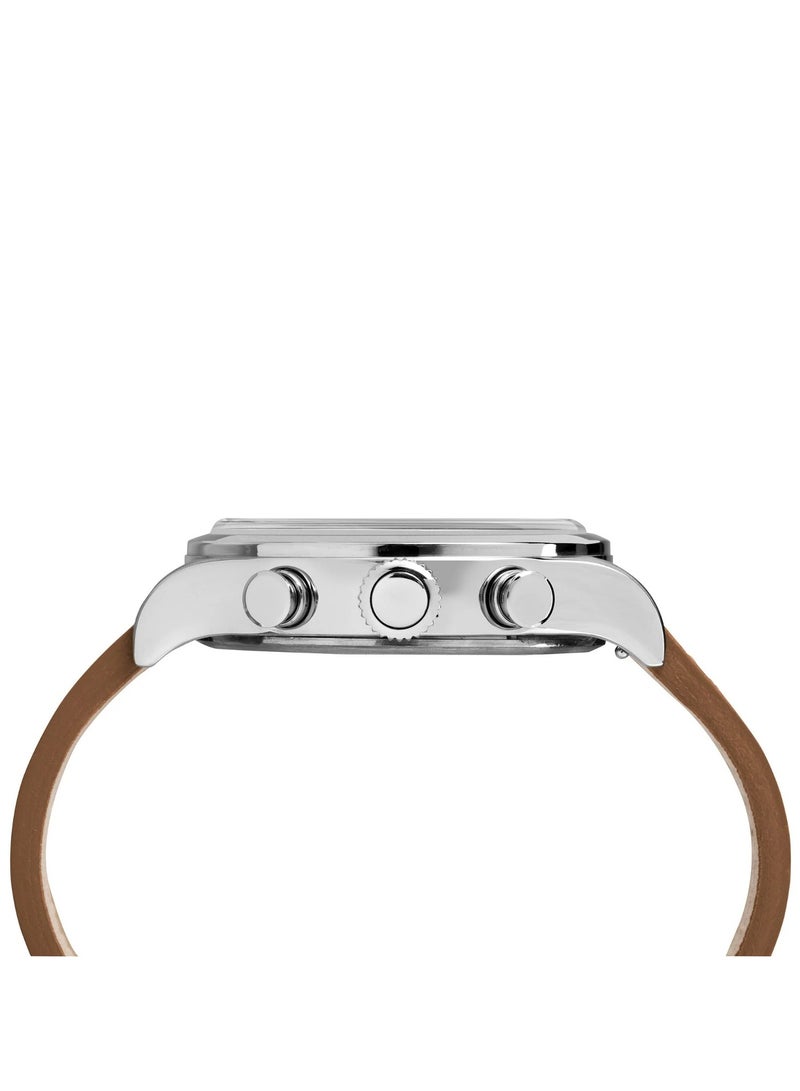 Timex Stainless Steel Multi Function Men's Watch With Tan Leather Band TW2R70900 - Image 2
