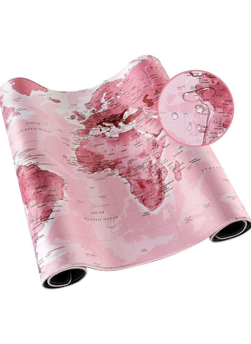 Generic - PINK World Map Gaming Mouse Pad - (70×30cm) for Keyboard and Mouse Desk Mat for PC - Non Slip Rubber - Speed Edition | 700× 300×2 mm - Image 1