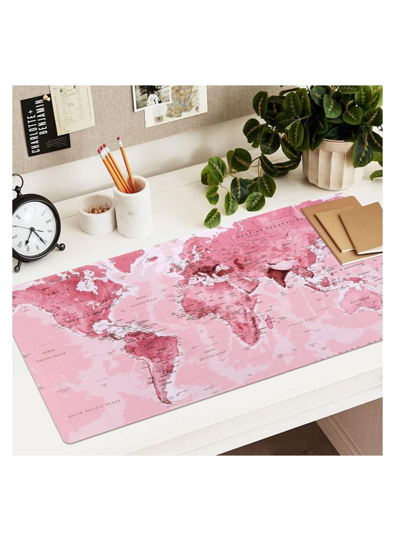 Generic - PINK World Map Gaming Mouse Pad - (70×30cm) for Keyboard and Mouse Desk Mat for PC - Non Slip Rubber - Speed Edition | 700× 300×2 mm - Image 1