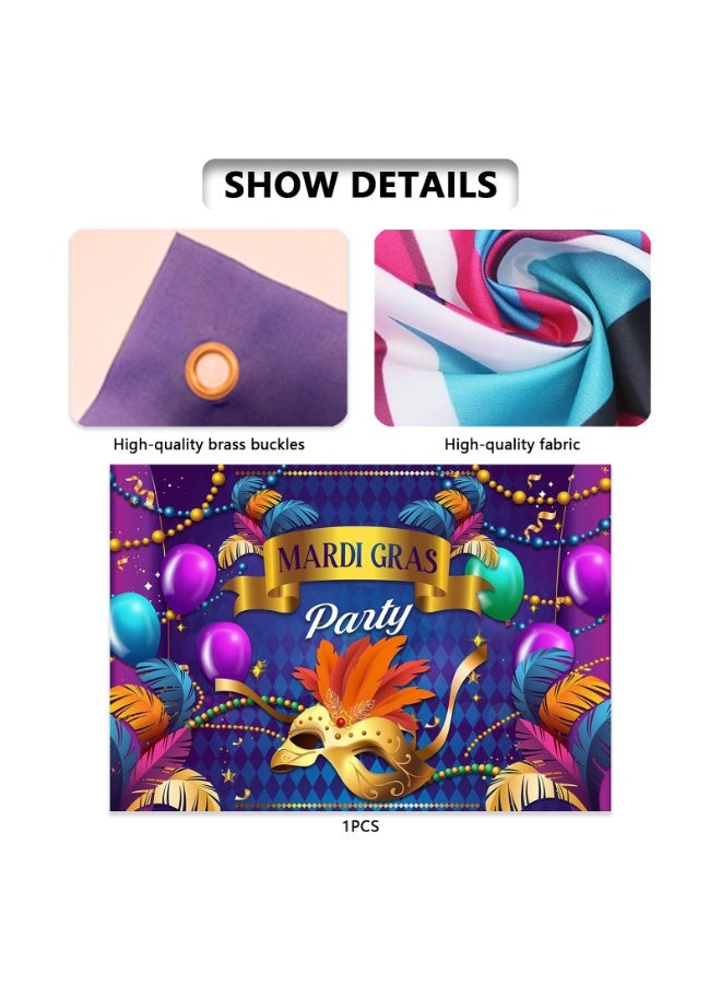 موردلي خلفية ماردي غرا، ديكورات ماردي غرا، ١٠٠ × ١٥٠ سم، خلفية تنكرية، إكسسوارات حفلات الكرنفال، خلفية كشك تصوير لحفلات الكرنفال. - Image 4