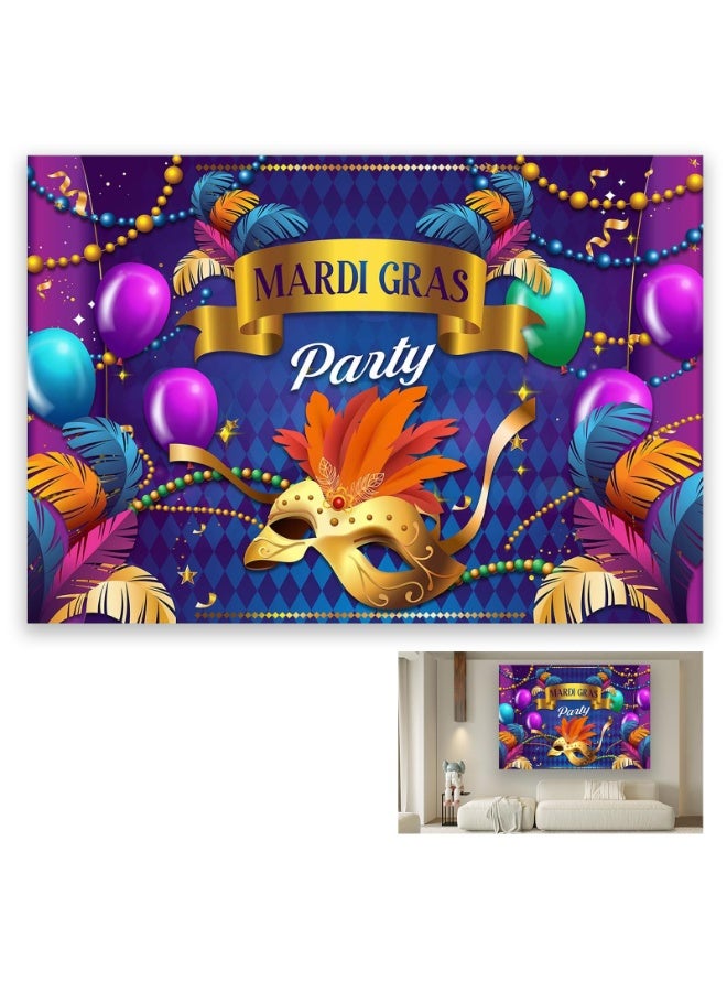 موردلي خلفية ماردي غرا، ديكورات ماردي غرا، ١٠٠ × ١٥٠ سم، خلفية تنكرية، إكسسوارات حفلات الكرنفال، خلفية كشك تصوير لحفلات الكرنفال. - Image 1