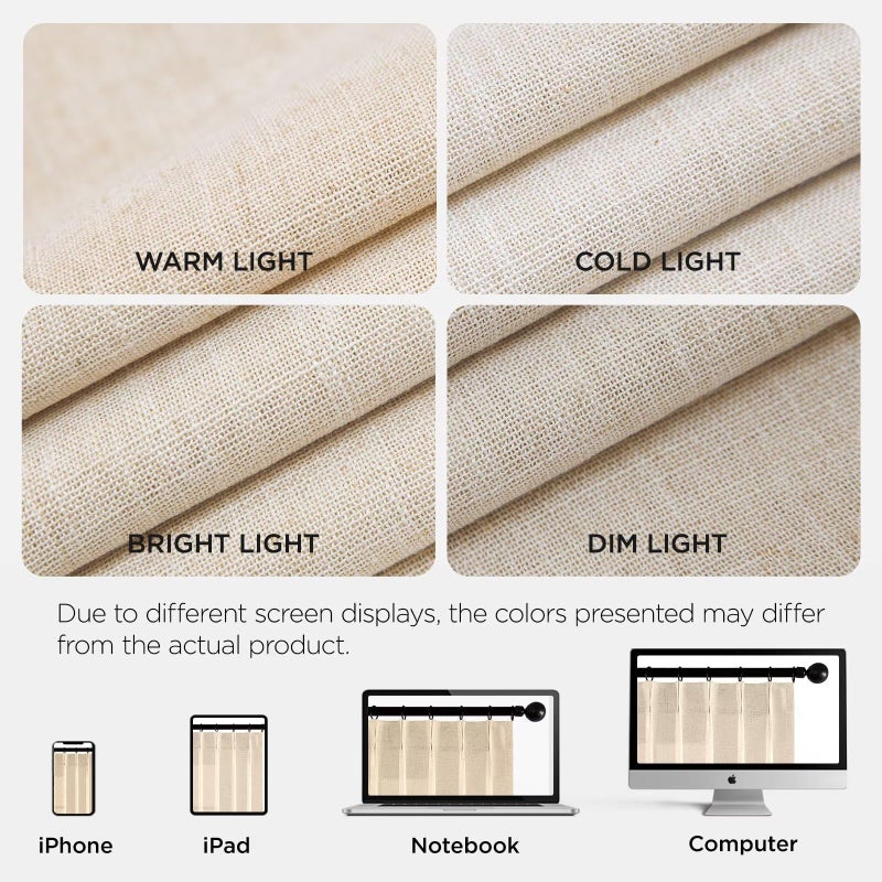 Joydeco Natural Linen Pinch Pleated Curtains 84 Inch Long 2 Panel Set for Living Room,Semi Sheer Curtain for Bedroom,Back Tab Light Filtering Drapes with Adjustable Hooks (40â€W x84â€L,Natural Linen) - Image 3