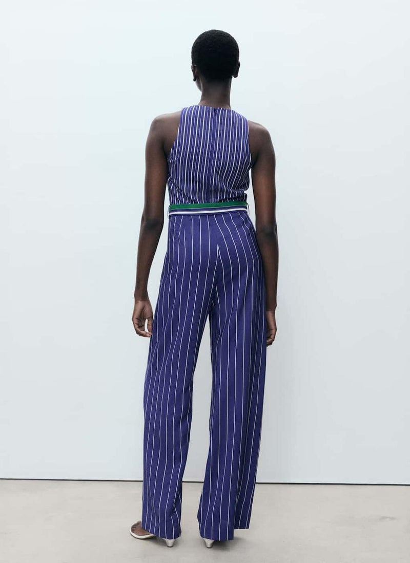MANGO Striped Jumpsuit With Belt  - Image 2