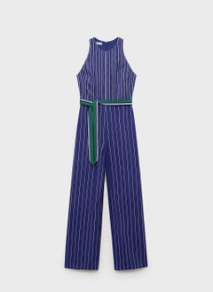 MANGO Striped Jumpsuit With Belt  - Image 5