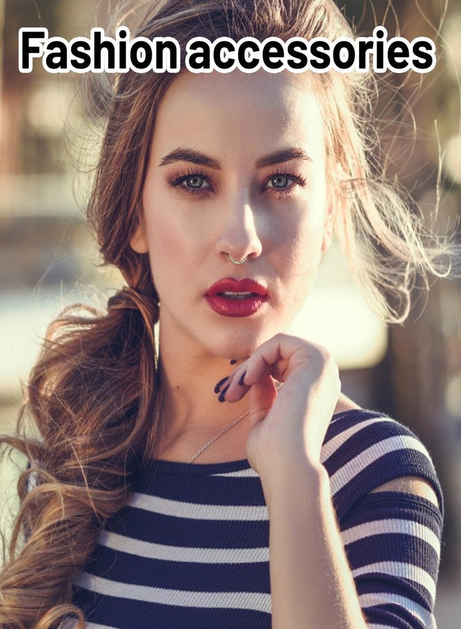 مجموعة حلقات الأنف من Buildcon، قطعتان، بدون ثقب، حلقة أنف ذهبية على شكل حرف U للنساء والفتيات، دبوس أنف بدون ثقب، مناسبة للحفلات وحفلات الزفاف والأزياء التقليدية. - Image 4