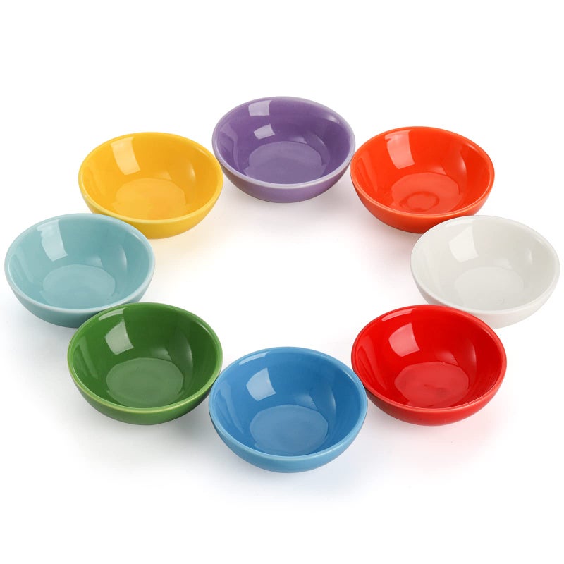 ZENFUN Set of 8 Ceramic Pinch Bowls Set 35 Oz Porcelain Round Sauce Dipping Dishes Mini Terracotta Dessert Bowls Condiments Bowls in Bulk for Kitchen Cooking Prep Parties Decor Sushi