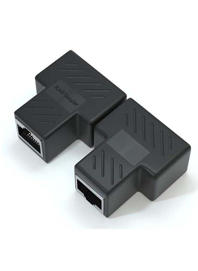 NIBEMINENT RJ45 Splitter Adapter 1 to 2 Dual Female Port CAT 5/CAT 6 LAN Ethernet Socket Black  - Image 1
