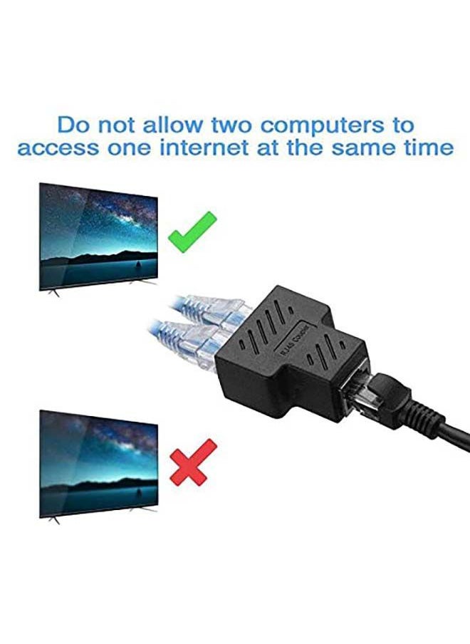 NIBEMINENT - RJ45 Splitter Adapter 1 to 2 Dual Female Port CAT 5/CAT 6 LAN Ethernet Socket Black - Image 1
