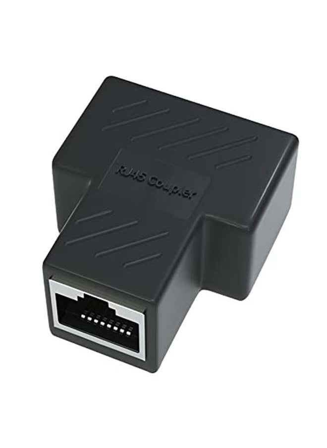 NIBEMINENT RJ45 Splitter Adapter 1 to 2 Dual Female Port CAT 5/CAT 6 LAN Ethernet Socket Black  - Image 2