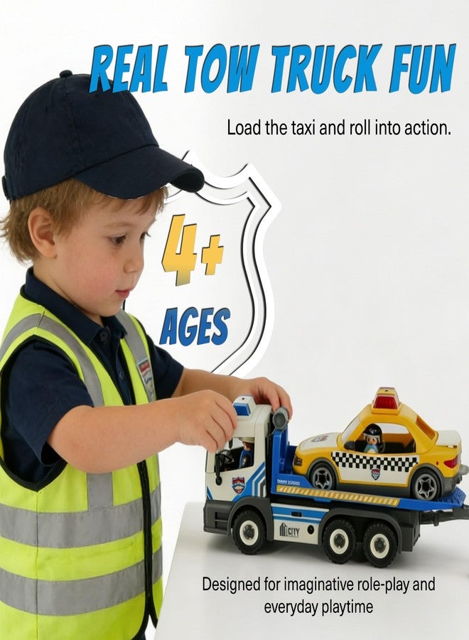 Tiny Force Toy Tow Truck Toy with Taxi, Toy Trucks for Boys, Kids Play Trucks Vehicle Playset, Cool Boy Toys for Ages 4-12 - Image 2