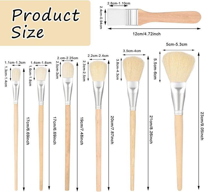 ChicAbode 7 Pcs Artist Brush Set, Wooden Handle Mop Blending Brushes for Watercolor, Oil and Body Painting for Professional Artwork, Assorted Sizes - Image 2
