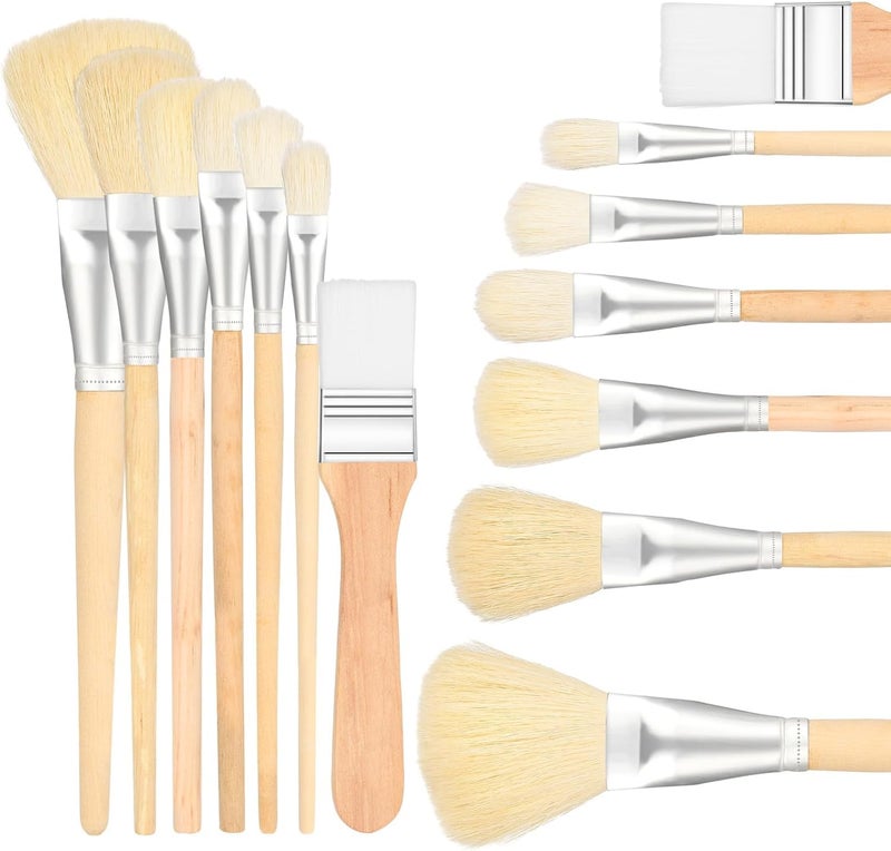 ChicAbode 7 Pcs Artist Brush Set, Wooden Handle Mop Blending Brushes for Watercolor, Oil and Body Painting for Professional Artwork, Assorted Sizes - Image 1