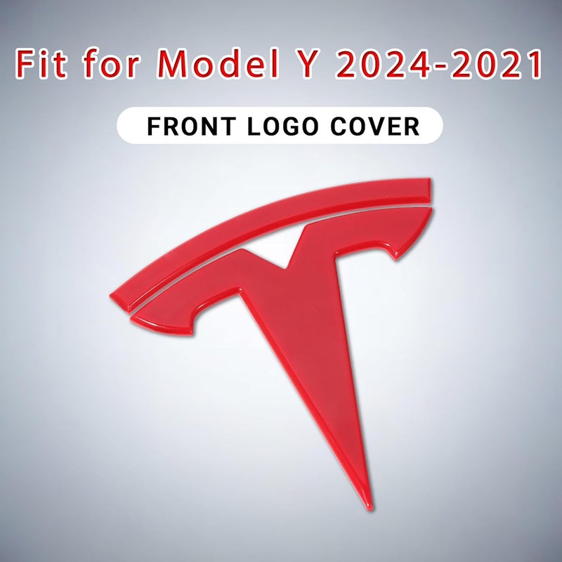 Nanaholy ملصق شعار Nanaholy لطراز Tesla Model Y 2024 2023 2022 2021 2020، مجموعة من قطعتين (أحمر) تصميم عملي شائع بالسعودية - Image 2