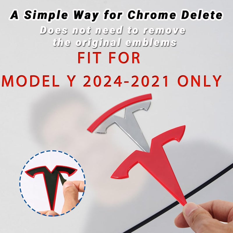 Nanaholy ملصق شعار Nanaholy لطراز Tesla Model Y 2024 2023 2022 2021 2020، مجموعة من قطعتين (أحمر) تصميم عملي شائع بالسعودية - Image 4