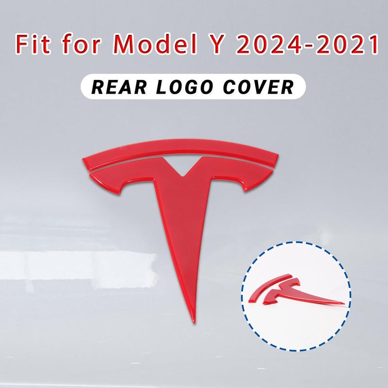 Nanaholy ملصق شعار Nanaholy لطراز Tesla Model Y 2024 2023 2022 2021 2020، مجموعة من قطعتين (أحمر) تصميم عملي شائع بالسعودية - Image 3