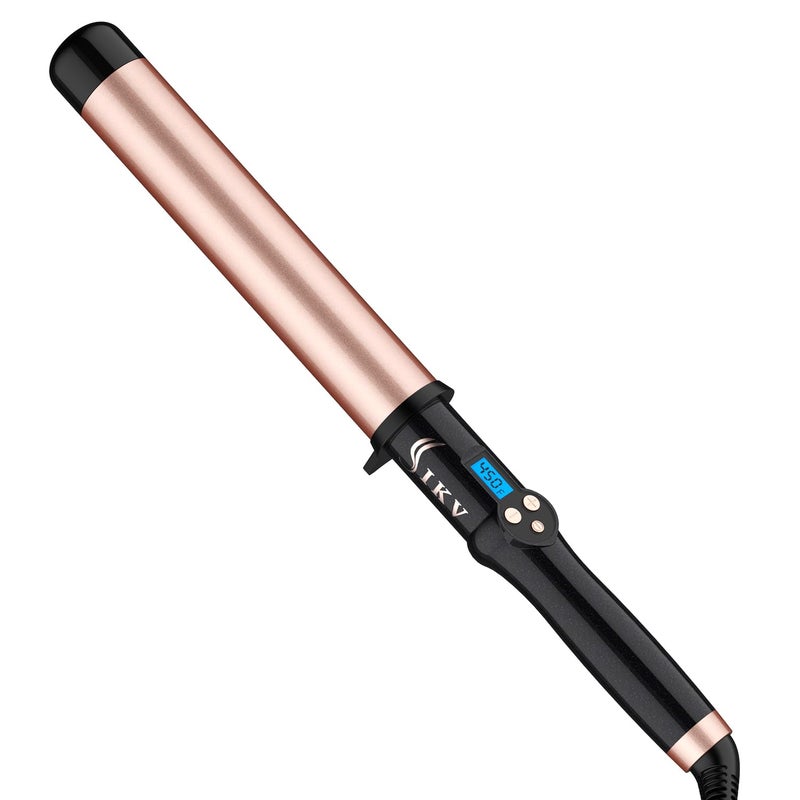 IKV 1 1/2 Inch Large Curling Wand for Long Hair, 1.5 Inch Dual Voltage Hair Curling Iron Wand Ceramic Extra Long Barrel,10 Adjustable Temp - Image 1