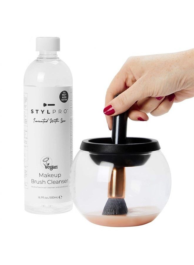 stylPro - STYLPRO Makeup Brush Cleanser (500ml), Makeup Brush Cleaning Liquid to use with our Award Winning Makeup Brush Cleaner and Dryer Machine, Removes Oily Foundation, Cleans Makeup Brushes, Removes Stains - Image 1