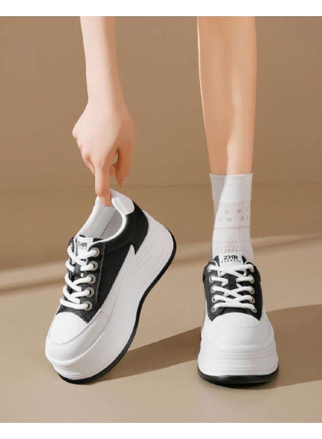 ZHR Instant Height Boost 6.5cm】women's Platform Sneakers Autumn 2025 Versatile Flat Shoes For Petite Women Thick-soled Casual Shoes - Image 1