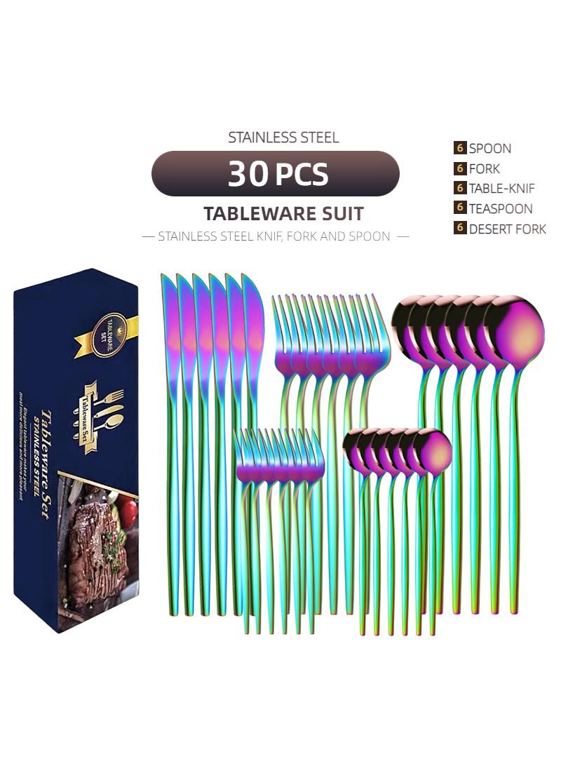 general 30-Piece Knife Fork Spoon Full Set Multicolour - Image 1