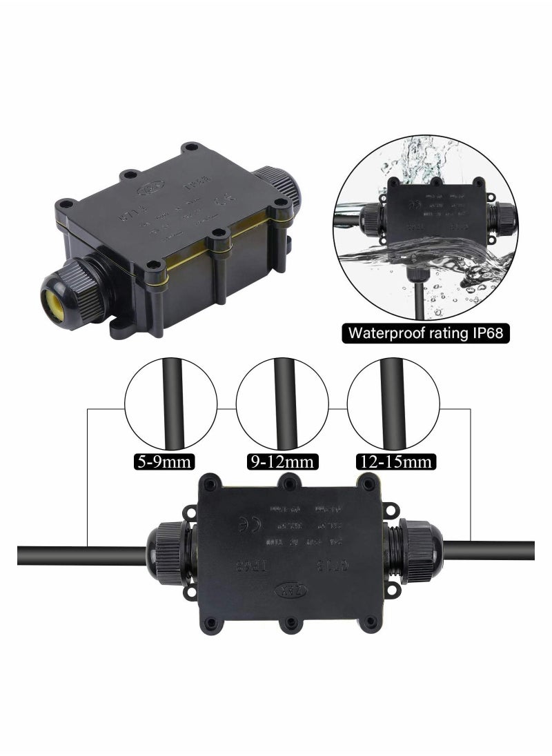 Generic - 2pcs Waterproof IP68 External Junction Box Outdoor Wire Connectors 2 Way Plug Line M20 Coaxial Cable Connector Range 4 to 15mm - Image 1