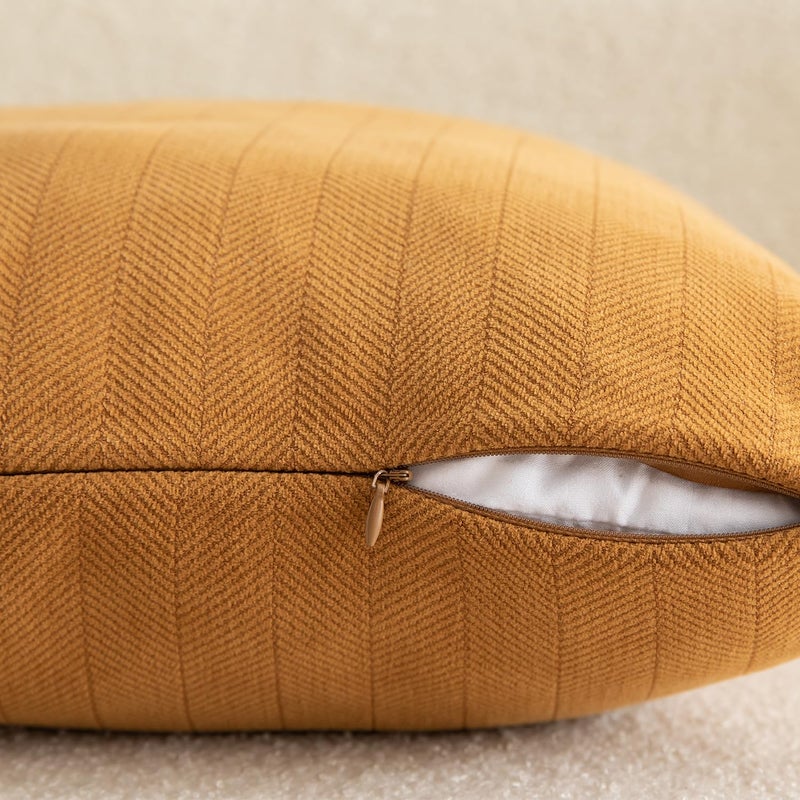 MANDIOO Pack of 2 Chenille Throw Pillow Covers Elegant Design Soft and Luxurious Decorative Cushion Covers Pillowcase Couch Sofa Bedroom Living Room Home Decor 12x20 Inch Ginger - Image 3