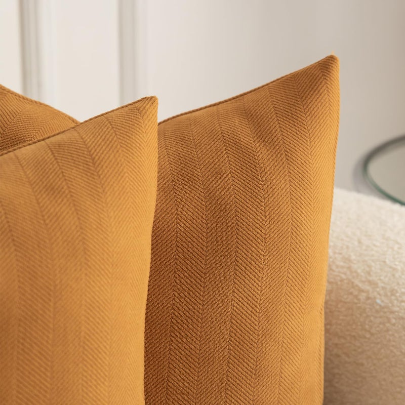 MANDIOO Pack of 2 Chenille Throw Pillow Covers Elegant Design Soft and Luxurious Decorative Cushion Covers Pillowcase Couch Sofa Bedroom Living Room Home Decor 12x20 Inch Ginger - Image 2