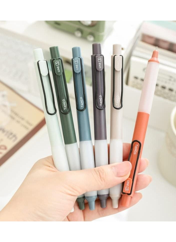 Y&D Retractable Gel Pens, 0.5mm Fine Point, Quick Drying, 6Pcs Writing Drawing, Black ink gel pens, Soft Rubber Sheath Press Neutral Pen Quick-drying Work Simple and Smooth Carbon  - Image 1