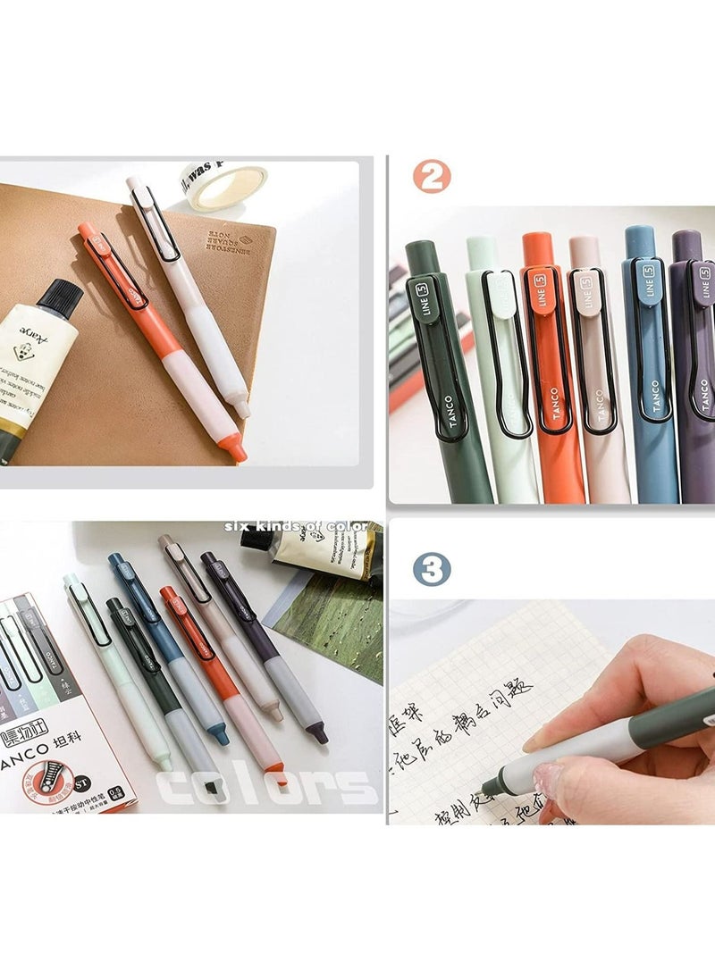 Y&D Retractable Gel Pens, 0.5mm Fine Point, Quick Drying, 6Pcs Writing Drawing, Black ink gel pens, Soft Rubber Sheath Press Neutral Pen Quick-drying Work Simple and Smooth Carbon  - Image 3