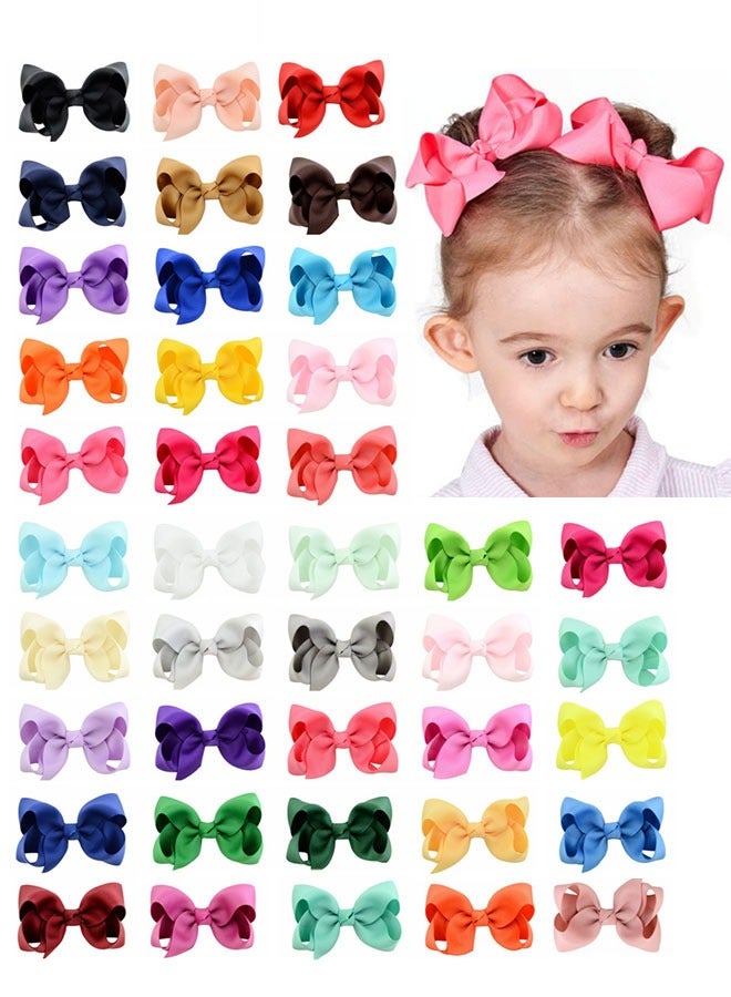 وهاواي 8.5cm bow clip Grosgrain satin ribbon bow hair clip for girls, hair accessories in various colors, 40 pieces large - Image 1