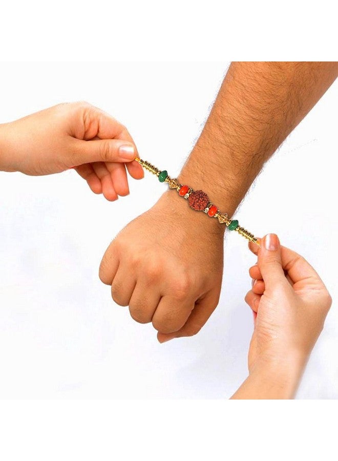 Tuelip Gifts Designer Raksha Sutra Dhaga for Pooja, Bracelet for Brother with Multicolor Beads Traditional Thread Set of 3 - Image 3