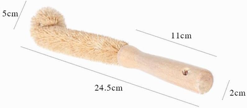إيلاندي 1PCS 24.5cm/9.6'' Hangable Coconut Fibre Bottle Cleaning Brush with Wooden Handle Cup Pot Brush Scrubber Washing Brush for Glass Decanter Feeding-Bottle Winebottle - Image 2