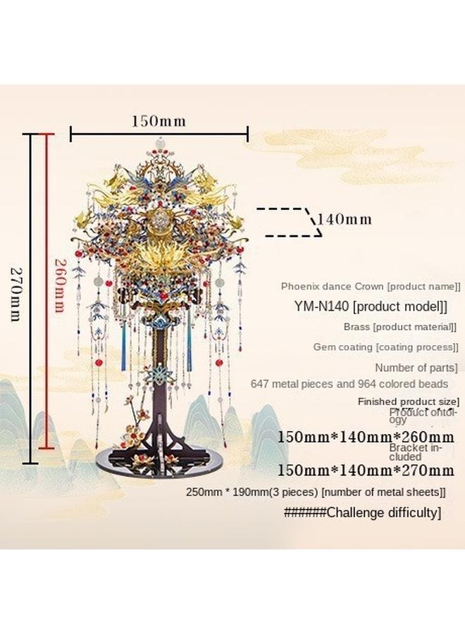 Bluejw Art Model National Style Phoenix Crown 3d Three-dimensional Jigsaw Puzzle Model Antique Metal Assembled Toy Handmade Diy Gift For Girlfriend - Image 1