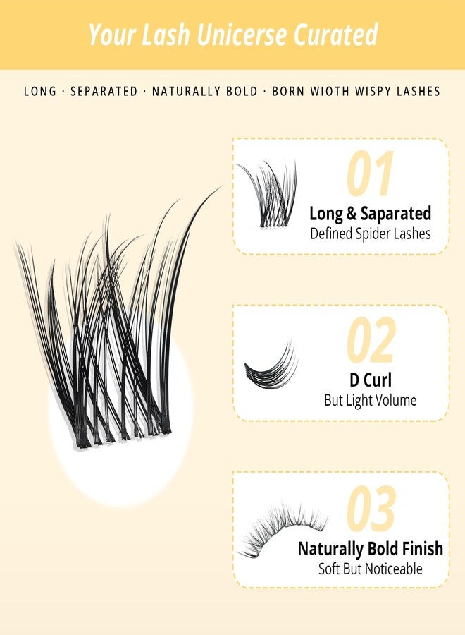 RITALASH Spider Lash Clusters Natural Breeze Eyelash Clusters Wispy Lashes Clusters Soft Light Cluster Eyelash Extensions 8-16mm Invisible Thin Band Cluster Lashes for Beginners DIY at Home Kim K RITALASH - Image 4