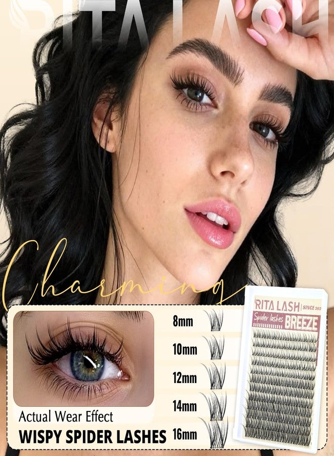 RITALASH Spider Lash Clusters Natural Breeze Eyelash Clusters Wispy Lashes Clusters Soft Light Cluster Eyelash Extensions 8-16mm Invisible Thin Band Cluster Lashes for Beginners DIY at Home Kim K RITALASH - Image 2