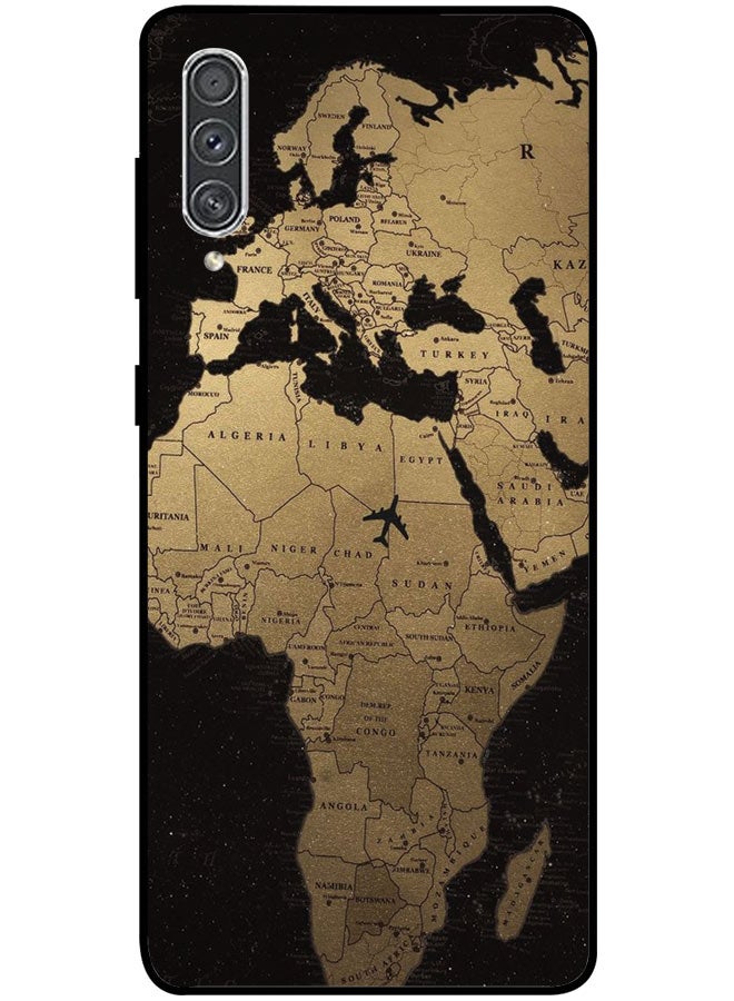 EYE CATCH Protective Case Cover For Samsung Galaxy A50s Smart Series Printed Protective Case Cover for Samsung A50s Golden World Map - Image 2