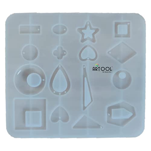 NOLAAI ARTOOL Silicone Resin Art Mold Creative DIY Multipurpose Jewellery Keychains Pendant Making Silicone Mold Epoxy Resin Jewellery Casting Mould 16 Shapes in 1 Mold (B102) - Image 1