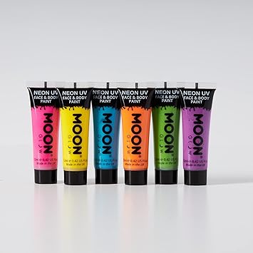 Moon Glow طلاء وجه وجسم نيون UV متألق من مون جلو 12 مل مجموعة من 6 - Image 2