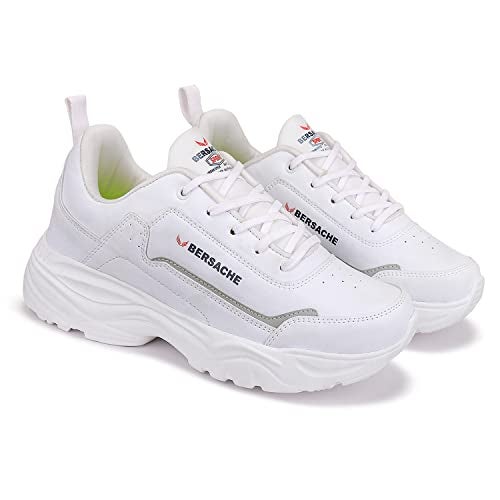 Bersache Lightweight Sports, Running, Walking, Gym, Training, Trekking Shoes Sole For Men White - 6 Uk - Image 1
