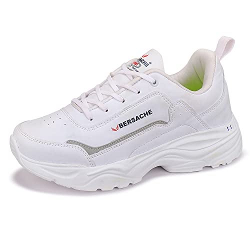 Bersache Lightweight Sports, Running, Walking, Gym, Training, Trekking Shoes Sole For Men White - 6 Uk - Image 5