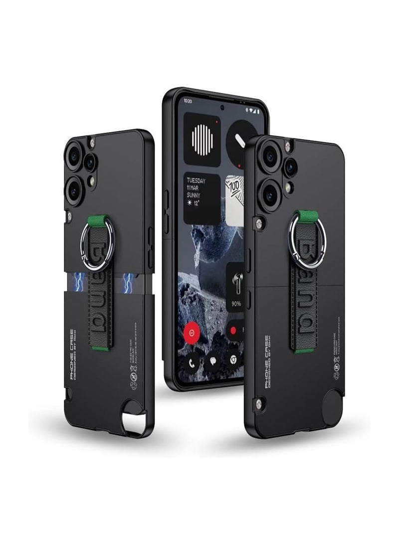 General Case for Nothing CMF Phone 2 Pro with Elastic Wrist Strap and Carrying Finger Loop, Brushed Rigid PC Back Shockproof Case for Nothing CMF Phone 2 Pro  - Image 1