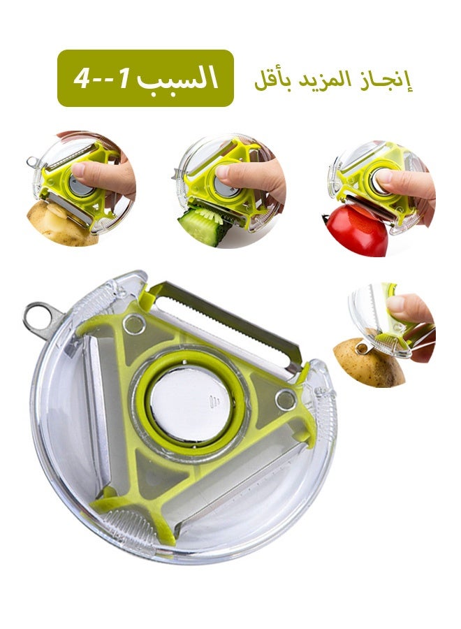 Photon Stainless Steel 4-in-1 Swivel Vegetable Peeler Set,  Multi-Functional Blades with a Button to Easy Switch | Non Slip Handle | Stainless Steel Kitchen Peeler for Fruits & Vegetables - Image 1