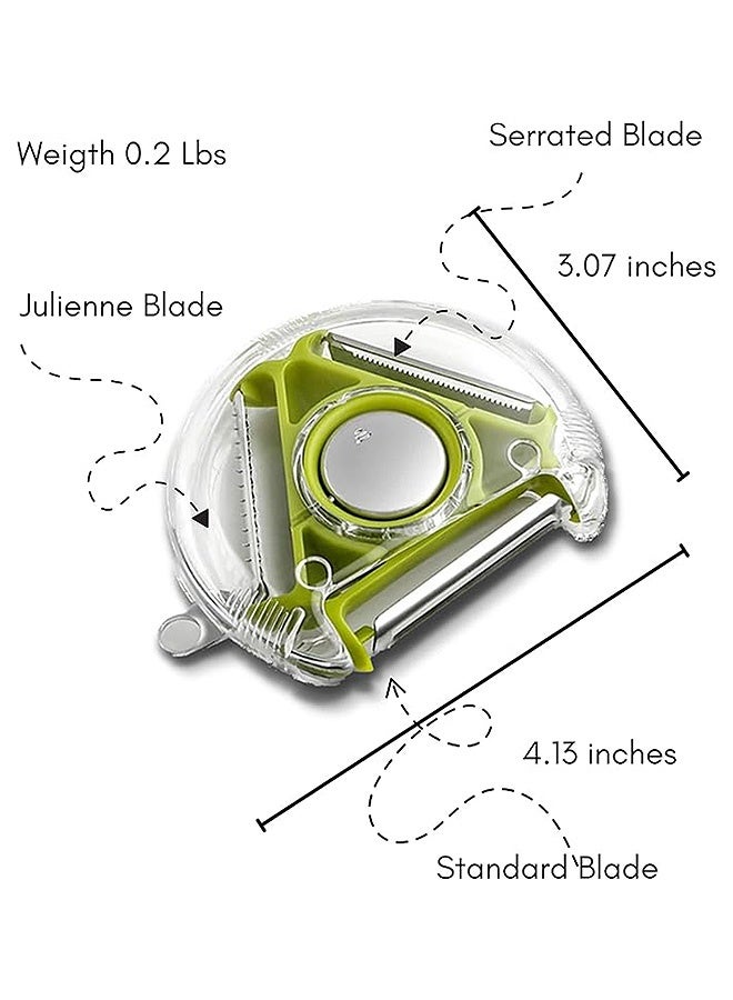 Photon Stainless Steel 4-in-1 Swivel Vegetable Peeler Set,  Multi-Functional Blades with a Button to Easy Switch | Non Slip Handle | Stainless Steel Kitchen Peeler for Fruits & Vegetables - Image 2