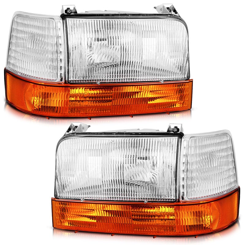 WEELMOTO Halogen Headlights for 19921997 Ford F150 FSuper Duty 9298 F250 F3509296 Ford Bronco Replacement Headlamp with Corners and Signal Lights - Image 3