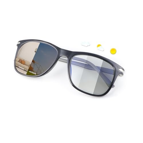 PEEPAI Photochromic Blue Light Blocking Glasses UV400 Sunglasses Spring Hinge Anti Eyestrain Computer Gaming Blue Light Screen Blocker Glasses Clear Lens Anti Glare Eye Protection Eyewear for Men Women - Image 1