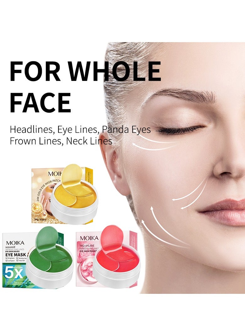 MOIKA - 60Pcs Pro-xylane Under Eye Treatment Masks(30 Pair),Natural Gel Collagen Under Eye Patches for Eye Bags & Anti-Aging Treatment,Reduces Dark Circles,Puffiness,Wrinkles,Hydrogel Eye Patch - Image 1