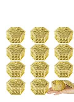 Y&D 12 Pcs Hexagon Candy Boxes Plastic Wedding Favor Hollow Jars Storage Gift for Baby Shower Birthday Party,Hexagon Gold  - Image 1