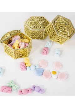 Y&D 12 Pcs Hexagon Candy Boxes Plastic Wedding Favor Hollow Jars Storage Gift for Baby Shower Birthday Party,Hexagon Gold  - Image 2