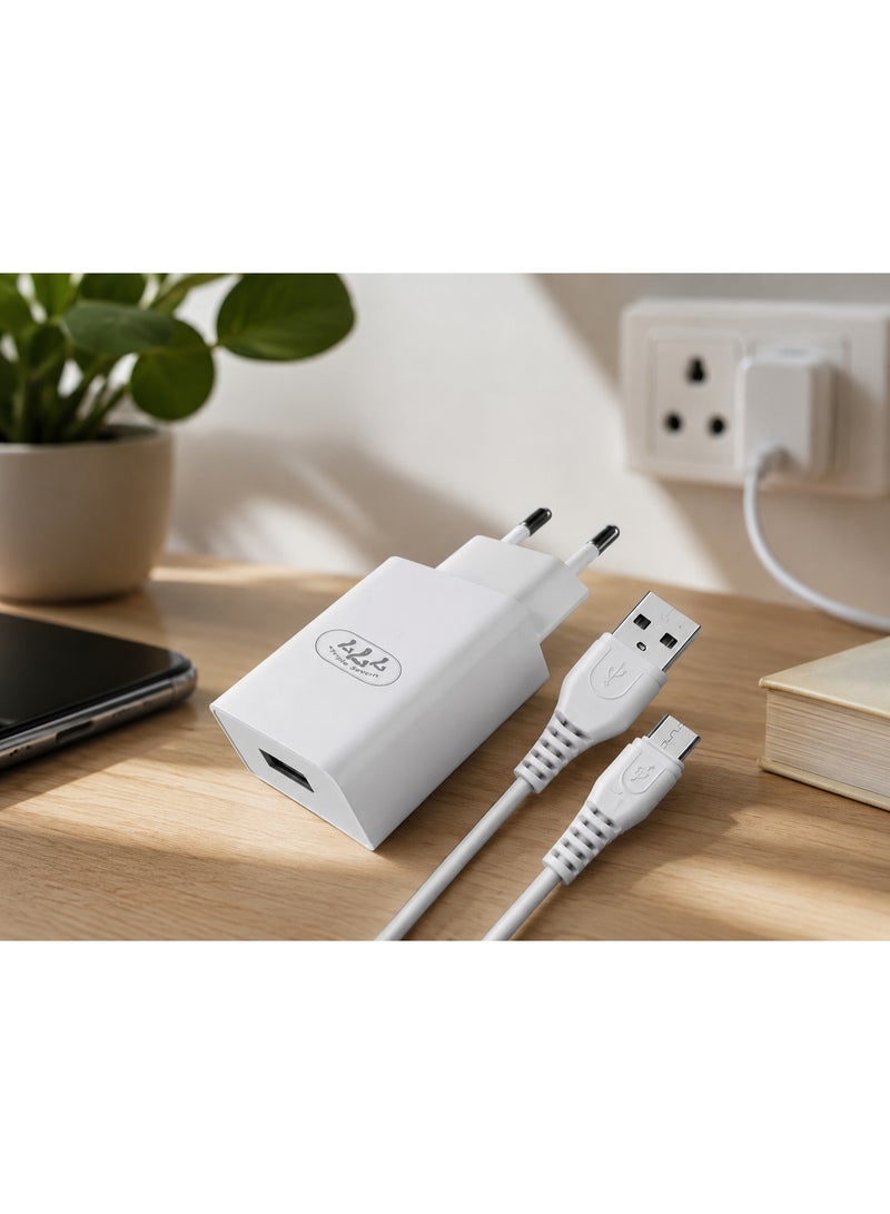 777 شاحن حائط سريع للسفر تريبل سفن (Triple Seven 777) بقوة 3.1 أمبير مع كابل مايكرو (Micro USB) - أبيض - Image 4