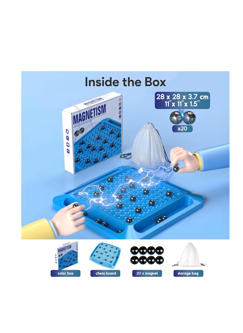 Magnetic Chess Game Set with Stones, Kluster Magnetic Rocks Board Games for Adults Kids 6-8-12 with Strings, Strategy Magnet Chess Board Table Games Set